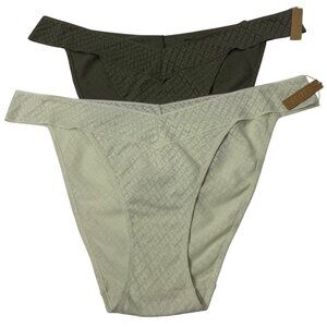 SKIMS Logo‎ Mesh Cheeky Brief Lot of 2 Bone Olive 3X